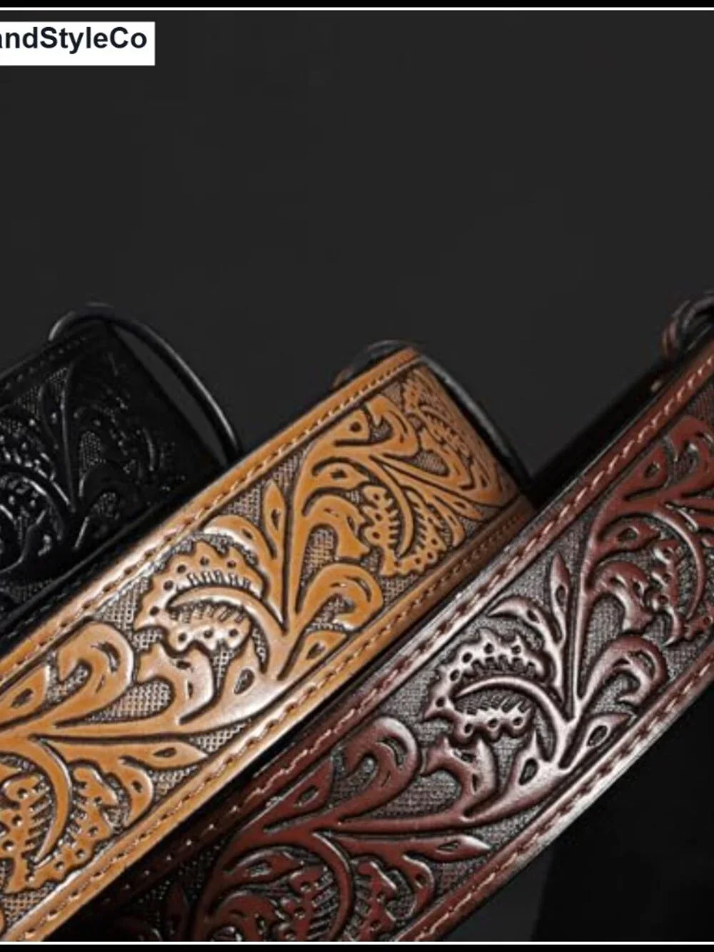 3 Pack Western Leather Belts Without Buckle, Floral Embossed Cowboy Belt Strap